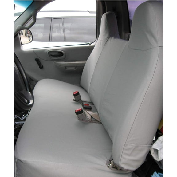 F243 1999-2007 Ford F150 and Light Duty F250 Front Solid Bottom Solid Back Bench with Molded Headrests in Gray Endura