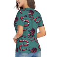 thumbnail image 3 of Vsdgher Snake And Rose Women Shirts V Neck Short Sleeve Tops T-Shirt Basic Tees, S to 3XL3X-Large, 3 of 5