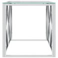 thumbnail image 2 of vidaXL Table Basse 43.3"x17.7"x17.7 Pouces en Acier Inoxydable et Verre, 2 of 4