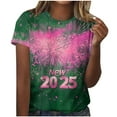 thumbnail image 1 of Camisetas Casuales de Mujer Año Nuevo Impreso Suéter de Manga Corta Cuello Redondo, Top de Moda para el Uso Diario, 1 of 4