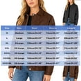 thumbnail image 3 of Women's Solid Color Leather Jacket with Pockets, Buttons, Long Sleeves, Zippers, No Hat, Stand-Up Collar, 3 of 8