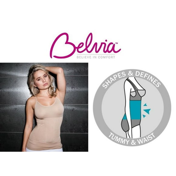 Belvia Shapewear Tops For Women Abdominal Tank Sculpting Body Shaper Slimming Waist Trainer- (Beige) Medium