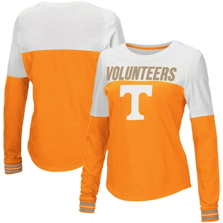 Tennessee Striped Shirt - Tennessee Volunteers Colosseum Women's Charlotte Spiral Striped Cuffs Long Sleeve T-Shirt - Tennessee Orange