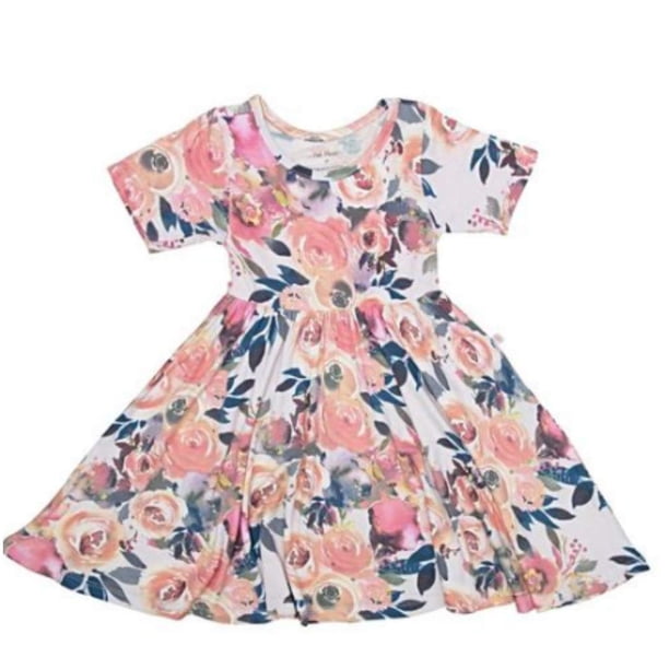 Vestido elegante de viscosa con forma de maní en espiral rosa oscuro de Bamboo Girl 5T