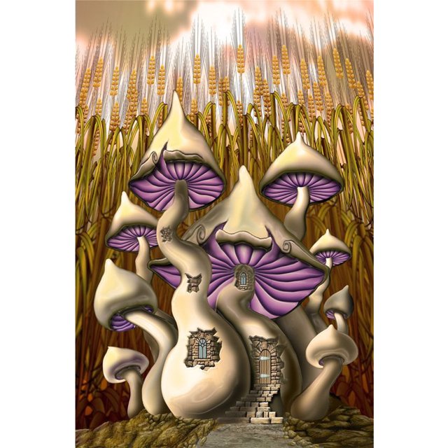 Taladro de pintura de diamante (DF4552) 5D DIY Kit de punto de cruz completo Arte de pared (Mushroom06) 45x60cm Hugtrwg Para estrenar