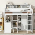 thumbnail image 2 of White Twin Loft Bed With Ample Wardrobe Space, Wood Measures And Multiple Storage,, 2 of 7