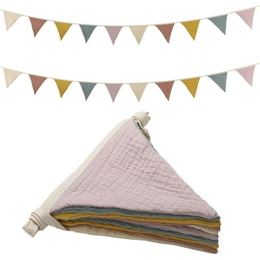 17 ft Pennant Banner Flags, 2 Pcs Nursery Garland Triangle Bunting Flag Baby Banner for Nursery Decor Baby Birthday Boho Wedding Shower Party Event, Each 8.5 ft(Rainbow Color)
