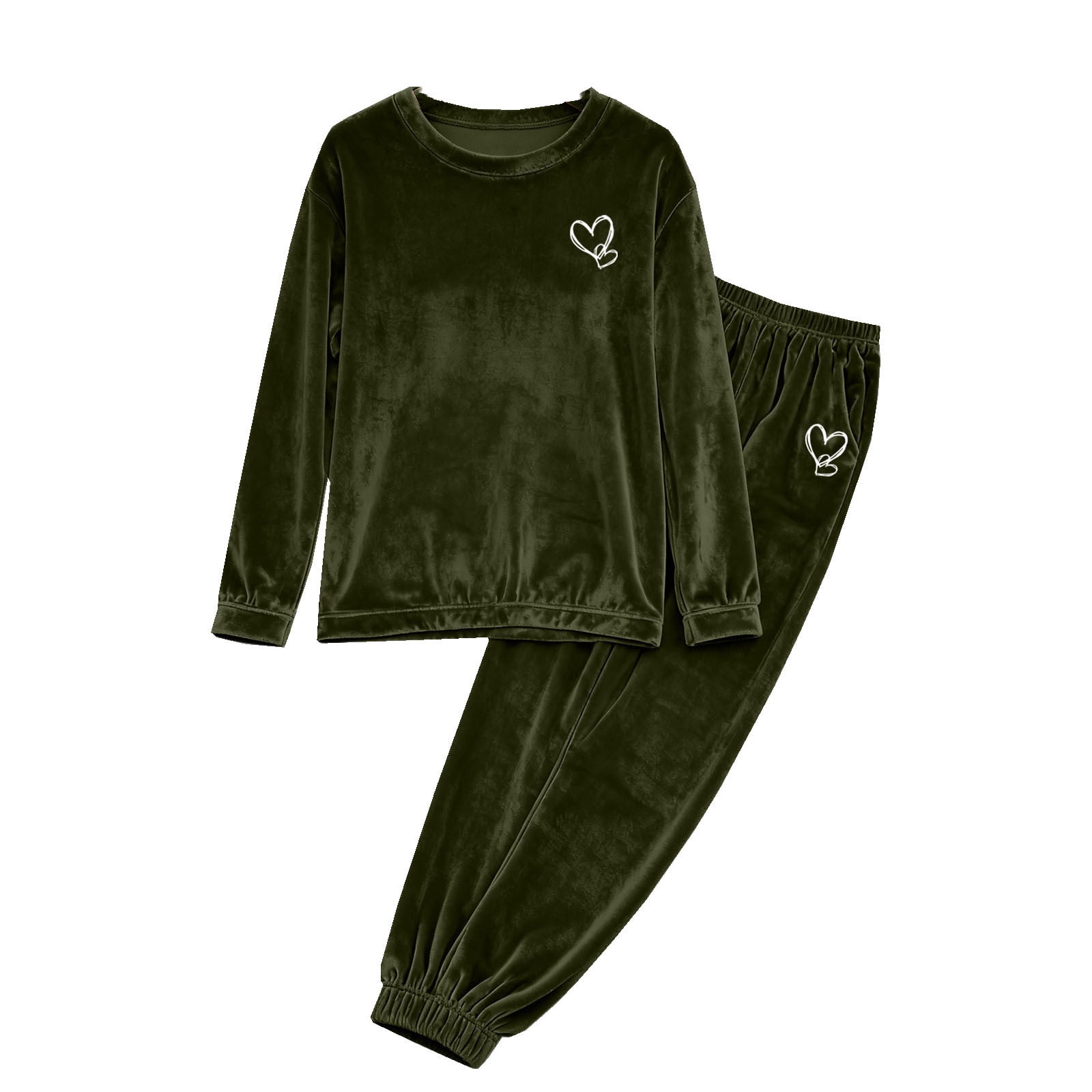 Women's Velvet Pajama Set Warm Long Sleeve Shirts & Joggers 2 Piece Jogging Suit Soft Sweatsuit Set Fashion Tracksuit Trendy Sleepwear Comfy Pjs Winter Outfits