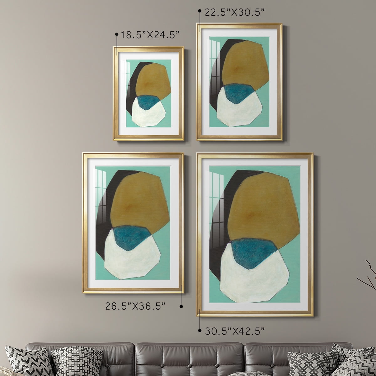 Wexford Home Boulder I Premium Framed Print, 30.5" x 42.5" - Ready to Hang, Gold (Set of 2)