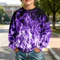 thumbnail image 2 of RUTAYY Boys Crewneck Sweatshirt Purple Flame Graphic Long Sleeve Warm Casual Pullover Sport Playwear, Purple, 2 of 4
