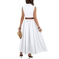 thumbnail image 6 of Aimik Womens Belted Collared Maxi Shirt Dress Sleeveless V Neck Loose Fit Summer Vacation Beach Long Dresses with Pockets, 6 of 6