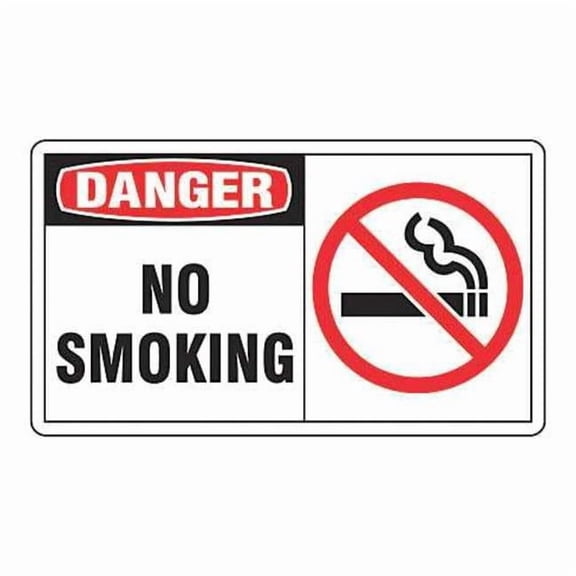 Danger, No Smoking, 5 in W x 3 1/2 in H, Horizontal Rectangle, Vinyl