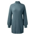 thumbnail image 4 of Women's Sweater Dress Autumn Winter Long Sleeve Turtleneck Solid Color Casual Above Knee, 4 of 5