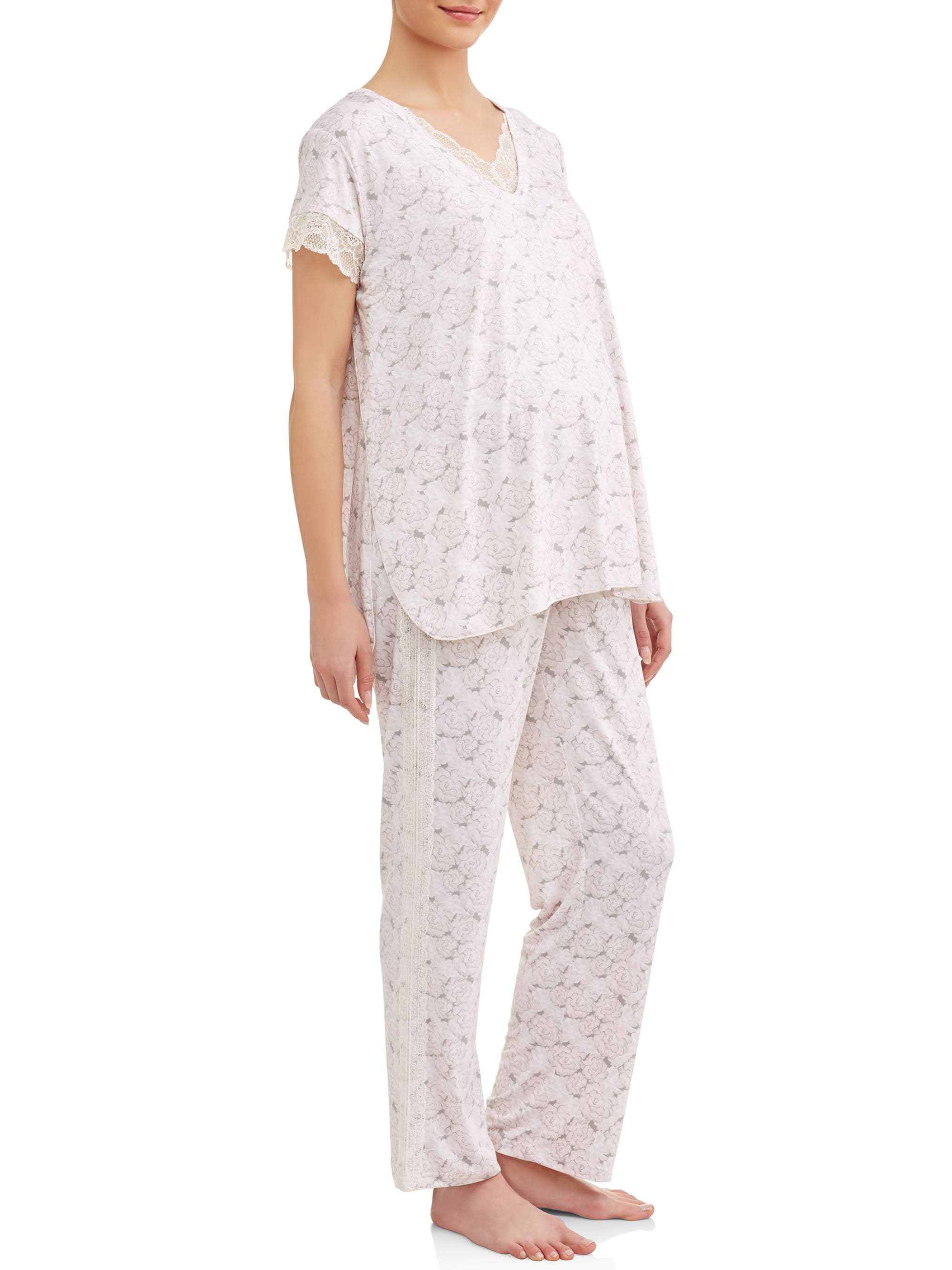 Nanette Lepore Womens/ Maternity Lace Trim Tank Top and Lounge Pants Pajama Set