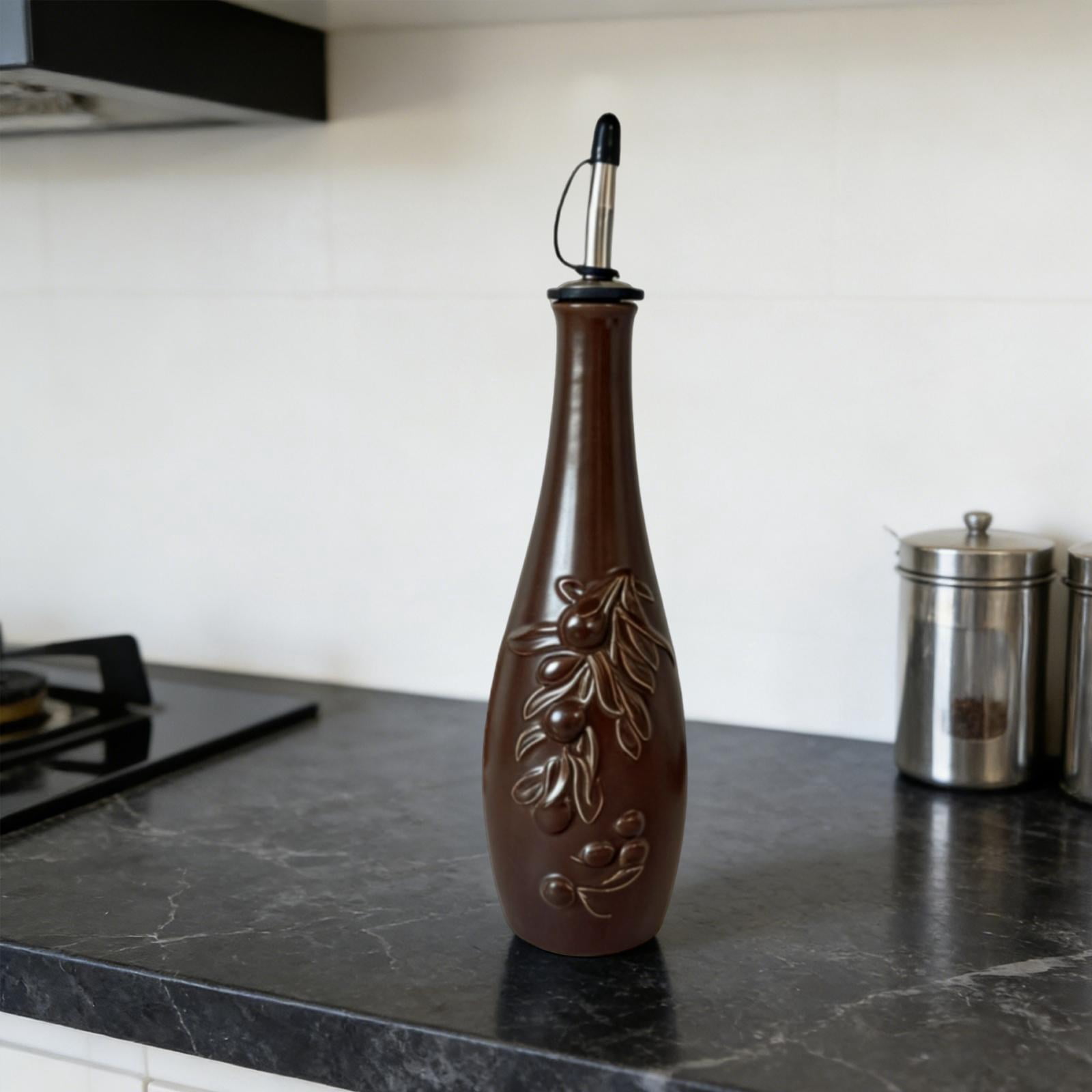 kowaku Ceramic Oil Bottle 350ml for Shoyu Syrup Nordic Pourer for Cooking Barbecue Heat Resistant with Lid Olive Oil Dispenser Coffee