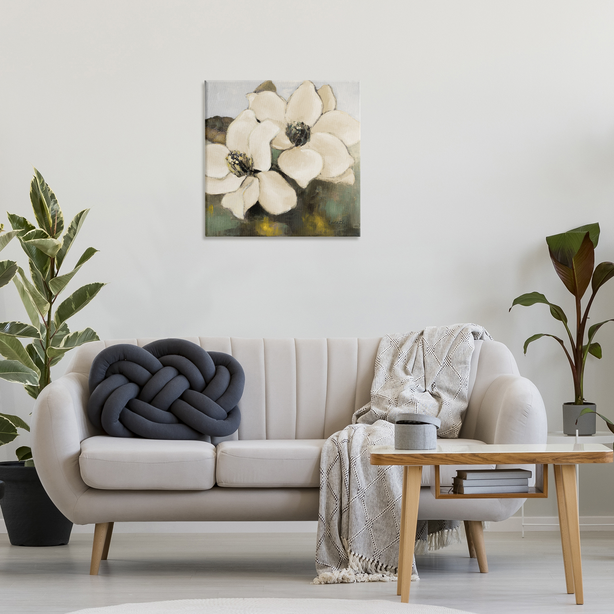 Stupell Industries Magnolia Blossom Duo Botanical & Floral Painting Gallery Wrapped Canvas Art Print Wall Art, 24 x 24