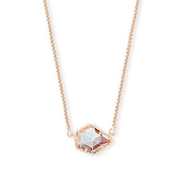 Kendra Scott Tess Pendant Necklace for Women, Fashion Jewelry, Rose Gold-Plated, Iridescent Dichroic Glass