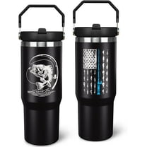Fishing Gifts for Men 30 oz Fishing Tumbler with Handle and Straw American Flag Stainless Steel Insulated Cups Mug Father''s Day, Christmas and Birthday Gifts for Dad Grandpa Men