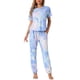 thumbnail image 1 of Conjunto de pijamas para mujeres INSPIRE CHIC, ropa de dormir suave, camiseta de teñido anudado con pantalones, atuendos de sudadera con bolsillo, XS, multicolor, 1 of 6