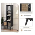 thumbnail image 3 of Rattan Storage Cabinet, 4 Tier Slim Design, Natural Wood & Rattan, Adjustable Shelves, Living Room, Bedroom, Entryway - 11.5" x 11.5" x 54", 135lbs Capacity, 3 of 9