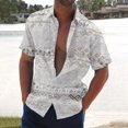 thumbnail image 2 of Men's Summer New Loose Print Short Sleeve Shirt Cardigan Beach Shirt M, 2 of 5