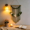 thumbnail image 7 of LEHOZIHEQ Wall Hanging Tapestry, Boho Sage Green Leaf Wall Decor, Large Wall Tapestry, Handmade Soft Woven, Earthy Bedroom Dorm Living Room Apartment Home Decor, 7 of 7