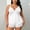 White, variant on Women's Lace Satin Pajama Set Camisole Top and Shorts Sleepwear Soft Home Wear Casual Relax Nightwear for Summer Conjunto de Pijama de Satén con Encaje