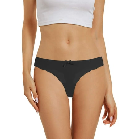 knqrhpse Thongs for Women Seamless Underwear Womens Thong Seamless Panties Ice Silk Breathable Thong Panties No Show Underwear Womens Underwear Black S