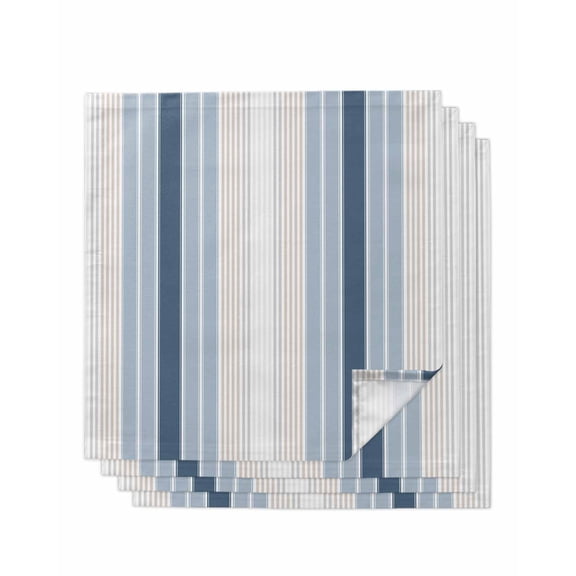 nqOlkjepod Grey Blue Vertical Stripes Cloth Napkins Set of 4 Reusable Dinner Napkins, Modern Minimalist Abstract Cocktail Napkin Washable Table Napkins for Wedding/Holiday Party/Baby Shower 20"x20"