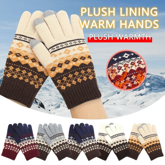 Utoimkio Winter Touch Screen Knit Gloves Winter Thicken Warm Gloves Touchscreen Warm Gloves Mittens for Women Men Holiday Winter Gifts