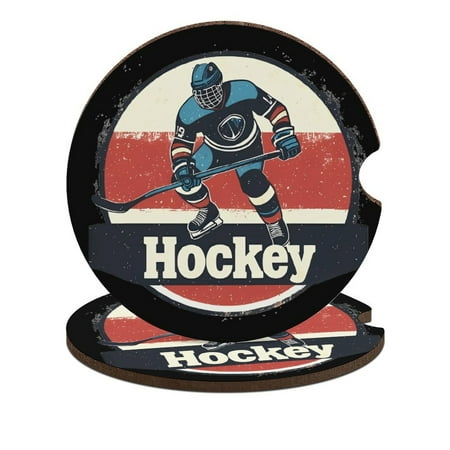

Vintage Hockey Car Coasters for Drinks with A Finger Notch for Easy Removal Cup Holder Coaster Cup Mat Car Interior Accessories 2PCS