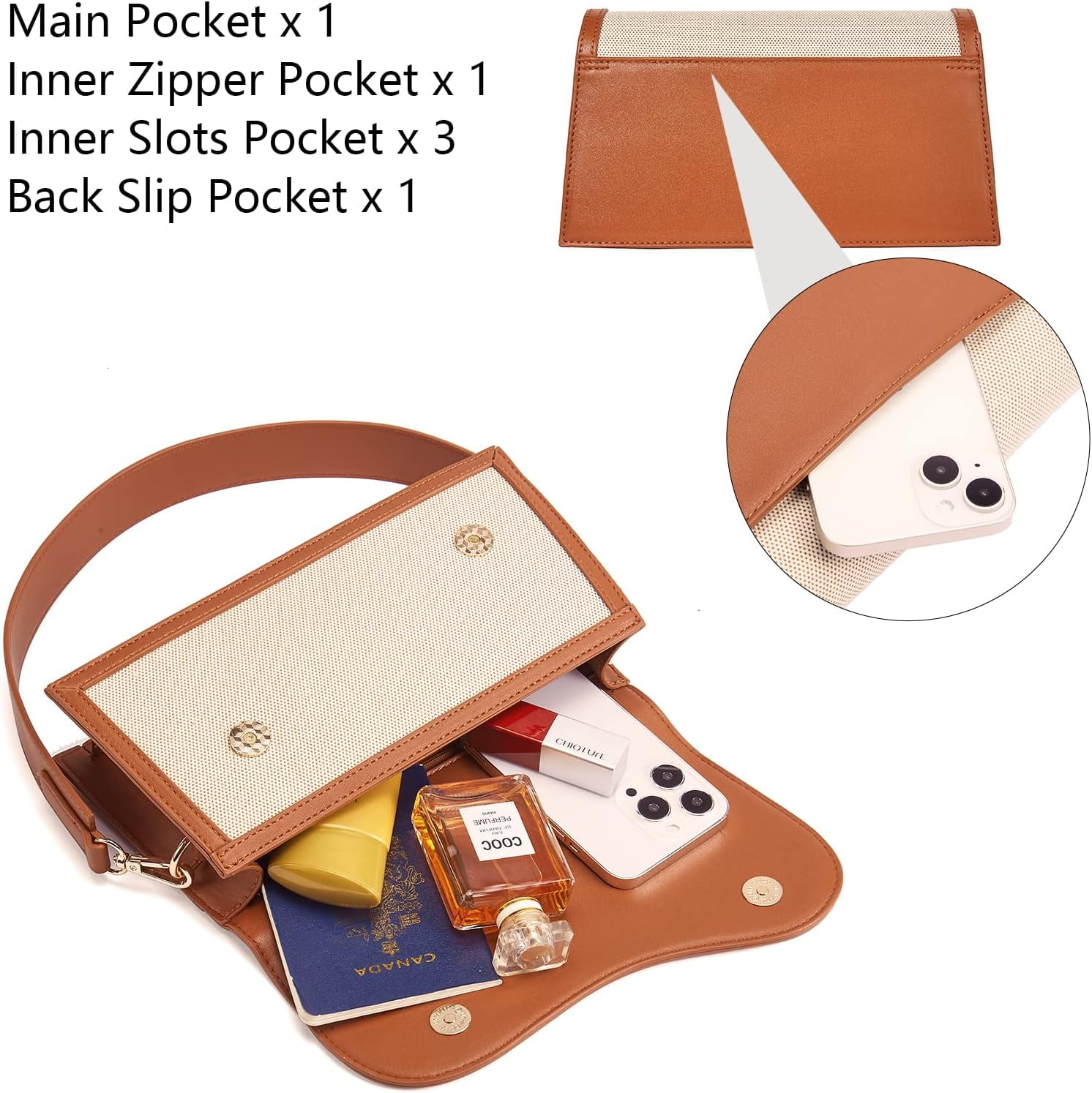 Shoulder Bag for Women, Vegan Leather Women's Shoulder Purses Handbags with 2 Removable Strap Crossbody Bag Purses