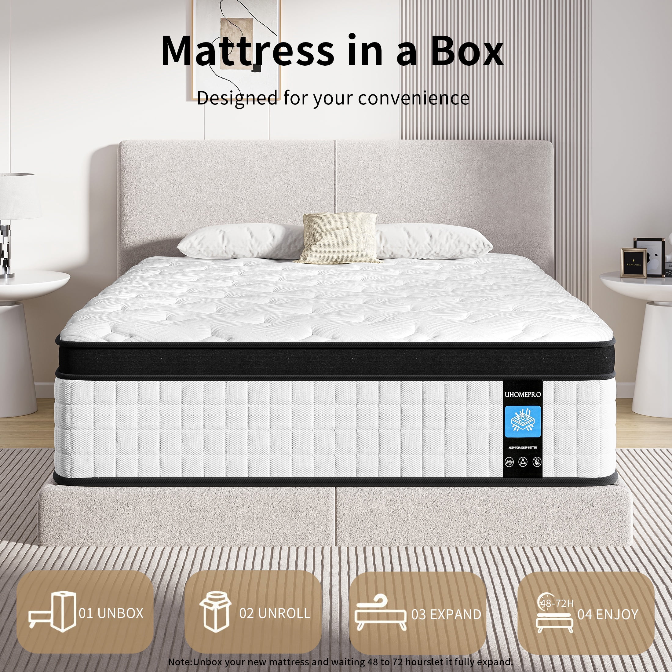 12 Inch Full Mattress, LEGAHOME Hybrid Mattress in a Box, Cooling Gel Memory Foam Mattress, Full Size Individual Pocket Spring Knitted Cover Mattress, Medium Firm, White