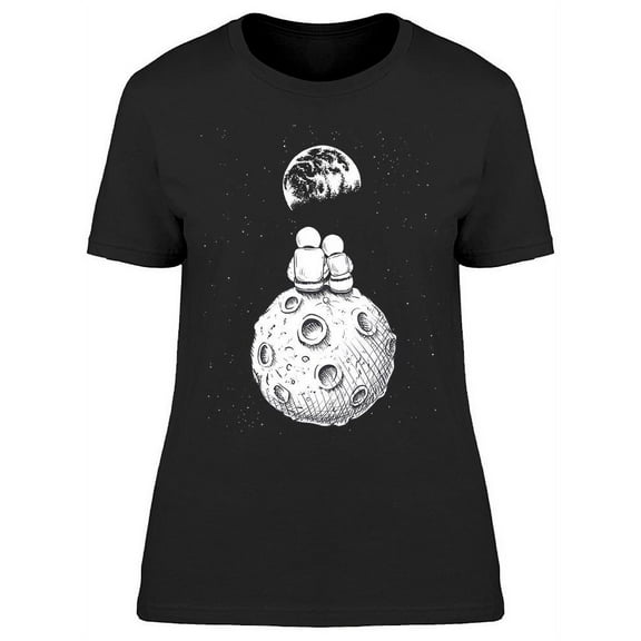 Astronauts Sitting On The Moon T-Shirt Women -Image by Shutterstock, Female Large