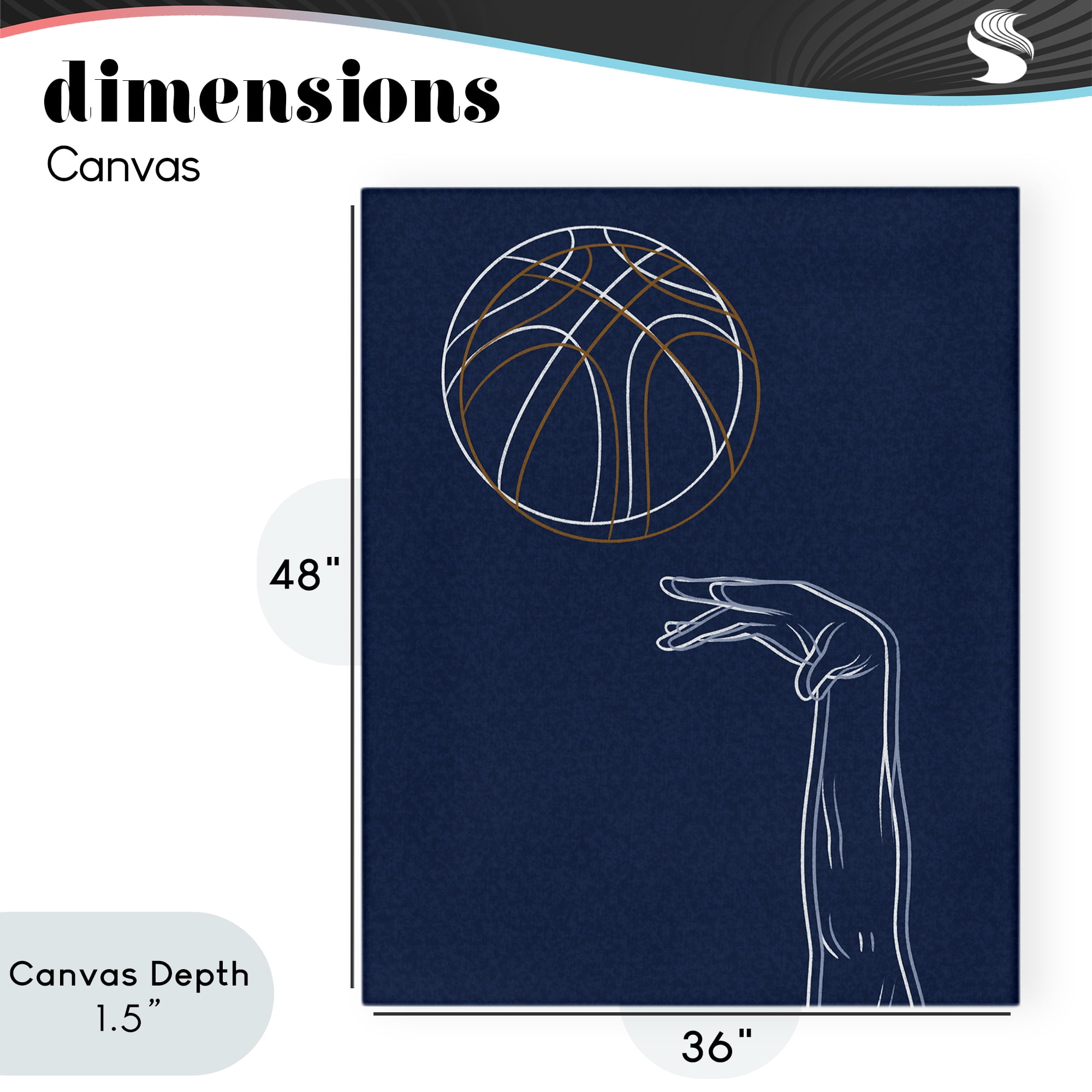 Stupell Industries Basketball Lines Contour Canvas Wall Art, design by Marcus Prime