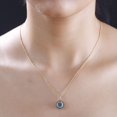 thumbnail image 3 of Luxoro AAA Blue Aquamarine Champagne Diamond Round 14K Yellow Gold Halo Pendant Necklace for Women Jewelry Gifts Size 20" Ct 1.3 I3 Clarity, 3 of 7