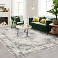 thumbnail image 2 of Garvee 9'x12' Area Rug Vintage Medallion Rug Low Pile Non-Slip Distressed Throw Rug for Dining Room Home Office, Gray Beige Blue, 2 of 8