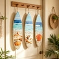 thumbnail image 2 of Seyotauo Beach Themed Hanging Ornaments, Rustic Handcrafted Wooden Decor, Wave Seashell Pattern Vintage Art Design, for Summer Holiday Beach House Porch Living Space Party Room Interior Decoration, 2 of 7