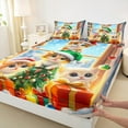 thumbnail image 5 of jejeloiu Christmas Festival Twin Sheet Sets,Cute Pet Cat Twin Fitted Sheet,Merry Xmas Tree Flat Sheet For Child,Microfiber Bedroom Decor,3-Piece, 5 of 7