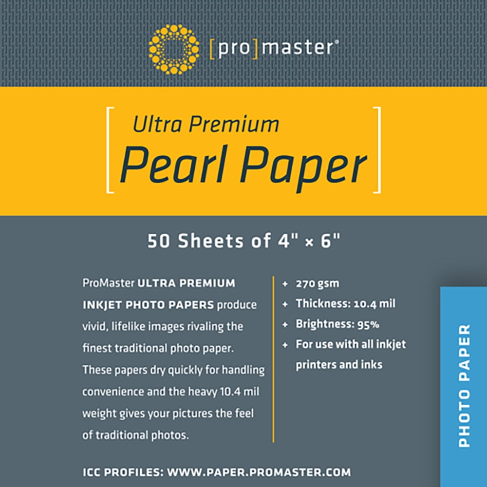 Promaster Pearl Inkjet Photo Paper - 4x6' - 50 Sheets