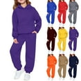 thumbnail image 6 of Boy's Girl's Trendy Dance Sweatsuits 2 Piece Kids Sports Hoodie Sweatshirts and Jogger Trackpants Running Exercise Set 2-13Y,Purple 12-13 Years, 6 of 7