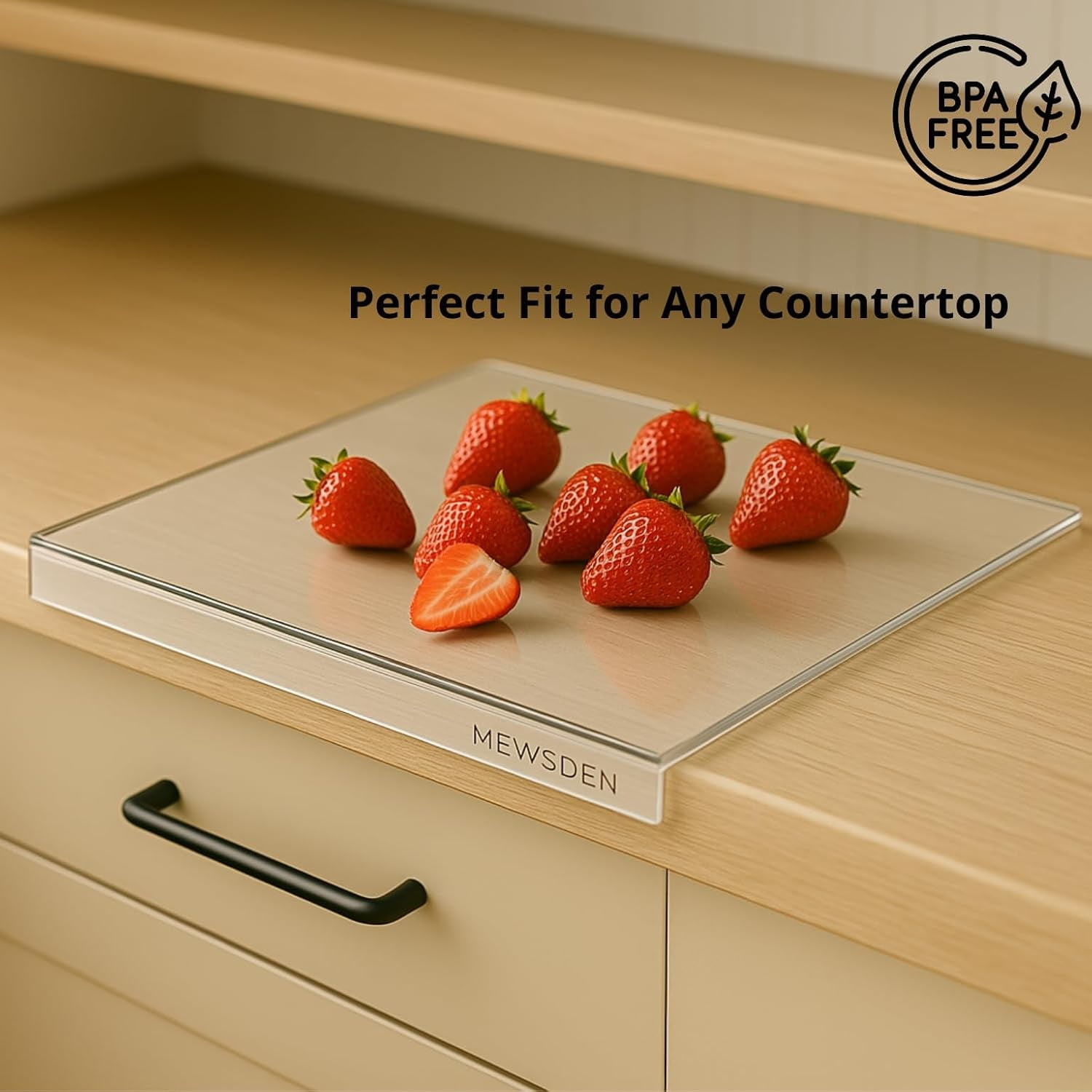 RGHJAR-Set of 3 Acrylic Cutting Board with Counter Lip, Clear Cutting Board Set for Countertop Protector, Non-Slip Dough Mat, Minimalist Kitchen Decor, House Warming Gifts New Home(16.5"x12"/15"x10"/