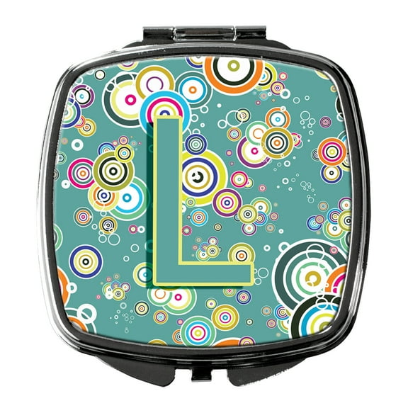 Letter L Circle Circle Teal Initial Alphabet Compact Mirror CJ2015-LSCM