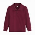 thumbnail image 5 of HCNTES Big Boy's Polo Shirts Long Sleeved Solid Color Basic Polos Breathable Basic Undershirt(Wine,13-14 Years), 5 of 5