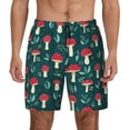thumbnail image 2 of Picia Amanita Mushroom pattern Mens Swim Trunks with Compression Liner Stretch Beach Shorts Quick Dry with Zipper Pockets No-Chafing Board Shorts-Large, 2 of 9