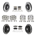 thumbnail image 1 of Transit Auto Front Rear Disc Brake Coated Caliper Drilled Slotted Rotors and Ceramic Pads Kit (10Pc) for Car Subaru Outback Legacy KCD-100227C, 1 of 11