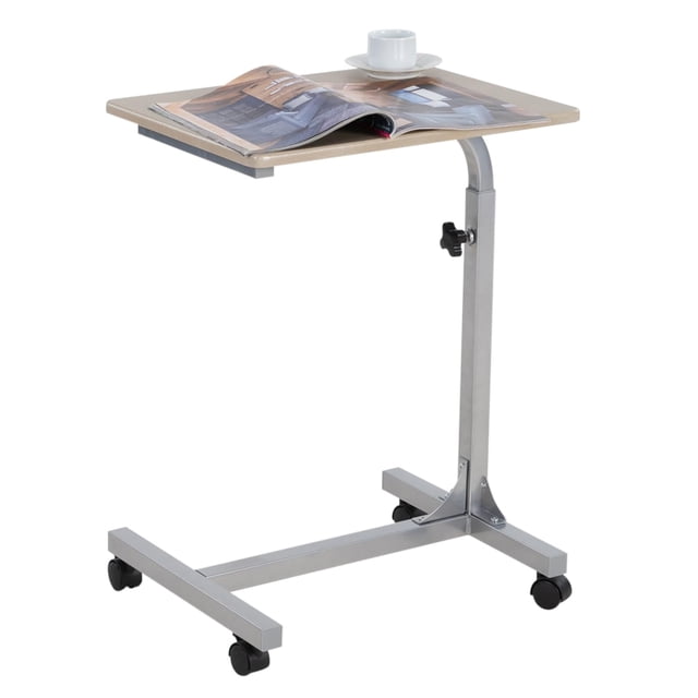 Escritorio Pequeno con Ruedas, Mesa Multifuncional Altura Ajustable Color Beige HOMEMAKE FURNITURE Moderno Minimalista