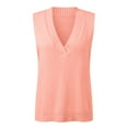 thumbnail image 4 of UJNDER Casual Sleeveless V Neck Ribbed Knit Sweater Vest for Women Split Pullover Blouse Pink One Size, 4 of 4