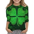 thumbnail image 1 of Posijego T-Shirt Filles Garçons Fête de la Saint-Patrick Manches 3/4 Col Rond Graphique Tee Ample Décontracté, 1 of 5