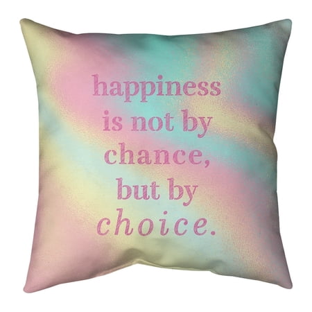 UPC: 0670507583551 | ArtVerse Quotes Multicolor Background Happiness Inspirational Quote Pillow-Faux Linen 14 x 14 Medium